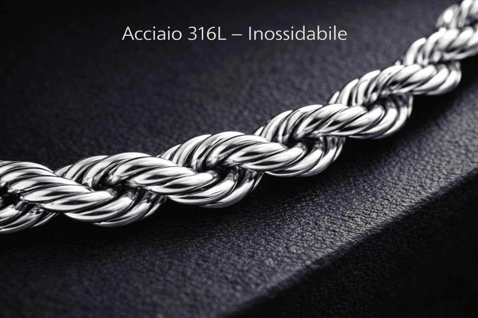 Collana Corda Uomo in Acciaio Inossidabile 316L Argento – Catena Intrecciata Resistente all’Acqua - SIddharta