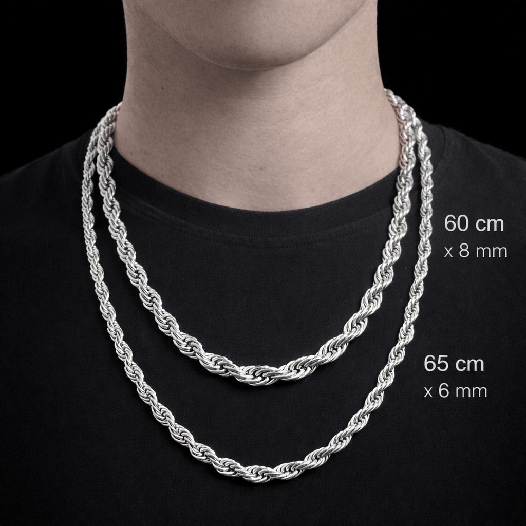 Collana Corda Uomo in Acciaio Inossidabile 316L Argento – Catena Intrecciata Resistente all’Acqua - SIddharta