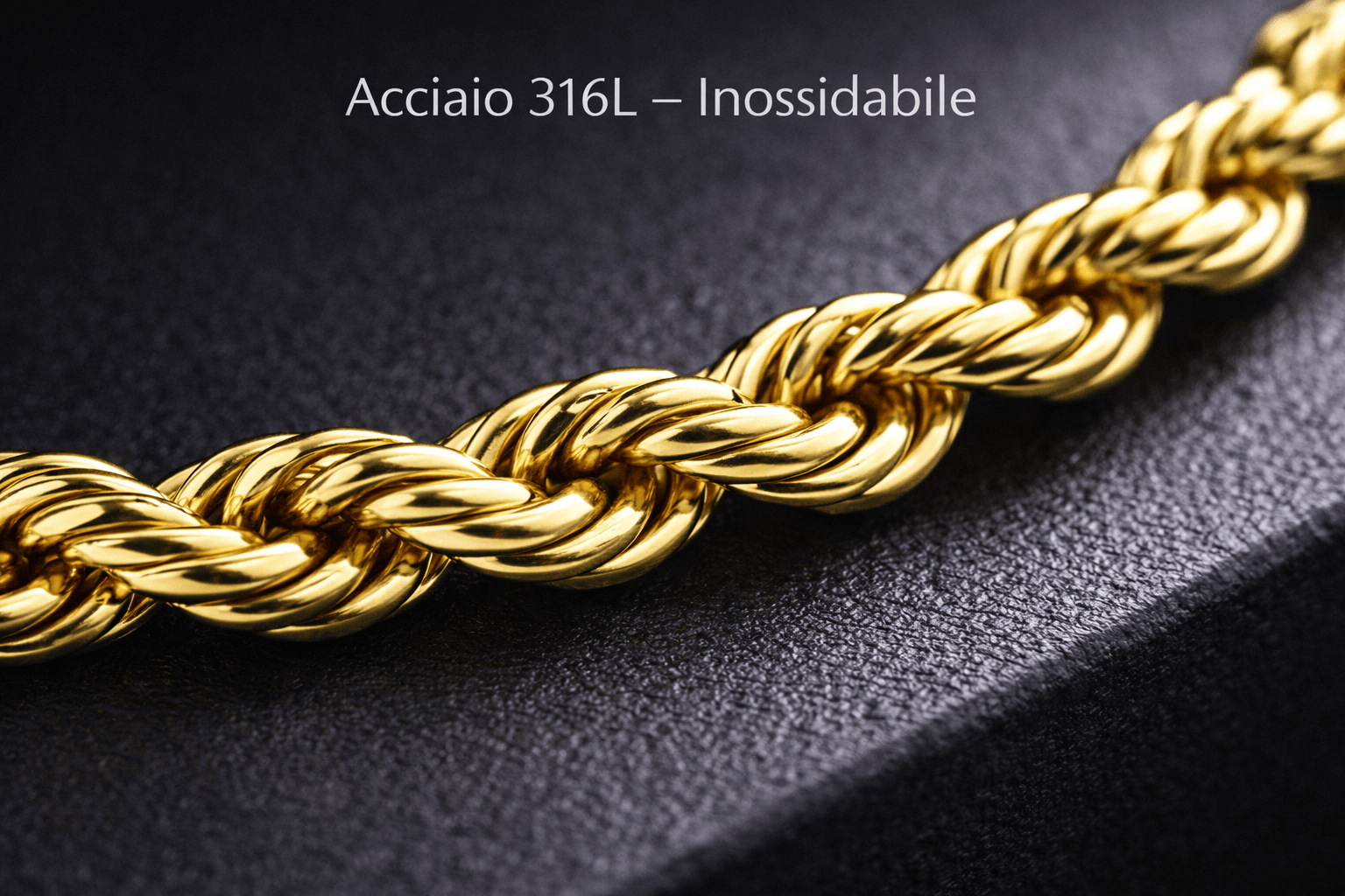 Collana Corda Uomo in Acciaio Inossidabile 316L Dorato – Catena Intrecciata Resistente all’Acqua - SIddharta