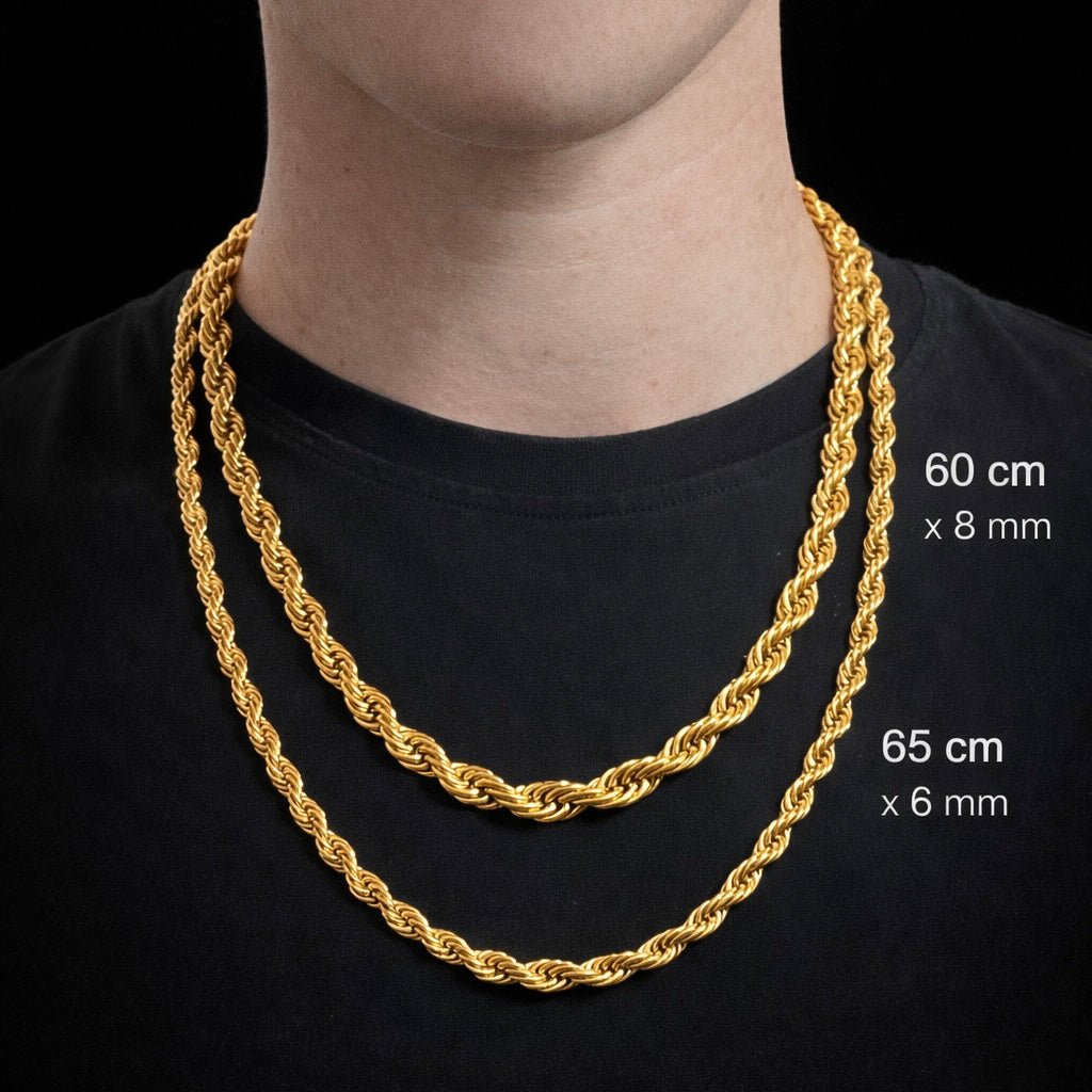 Collana Corda Uomo in Acciaio Inossidabile 316L Dorato – Catena Intrecciata Resistente all’Acqua - SIddharta