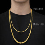 Collana Corda Uomo in Acciaio Inossidabile 316L Dorato – Catena Intrecciata Resistente all’Acqua - SIddharta