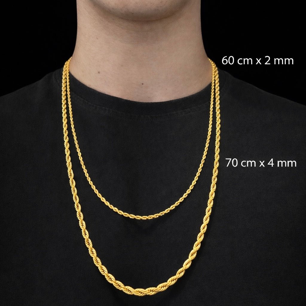 Collana Corda Uomo in Acciaio Inossidabile 316L Dorato – Catena Intrecciata Resistente all’Acqua - SIddharta