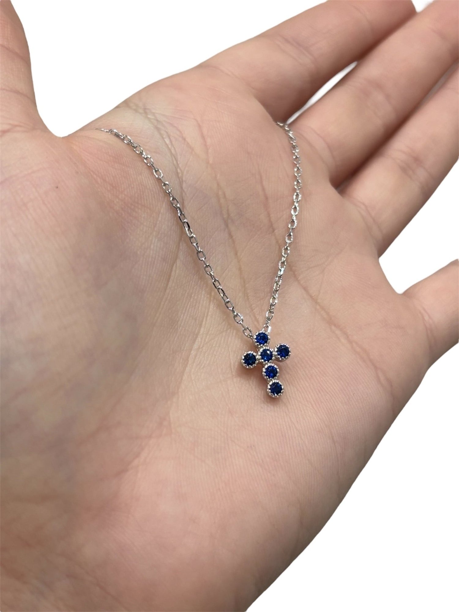 Collana croce con zirconi blu in argento 925 - SIddharta