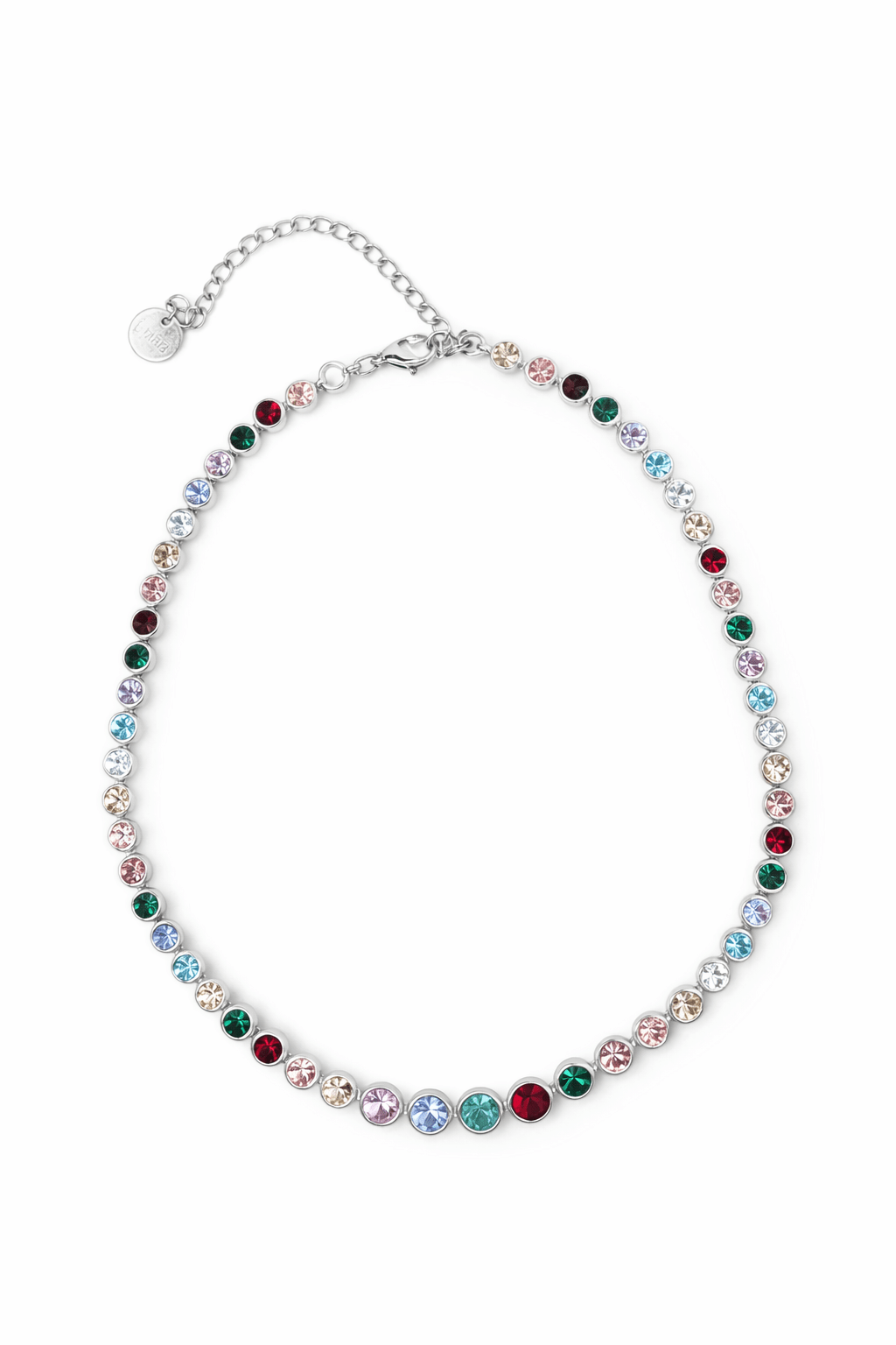 Collana Girocollo con Zirconi colorati in Acciaio Inossidabile regolabile (argento / oro) - SIddharta