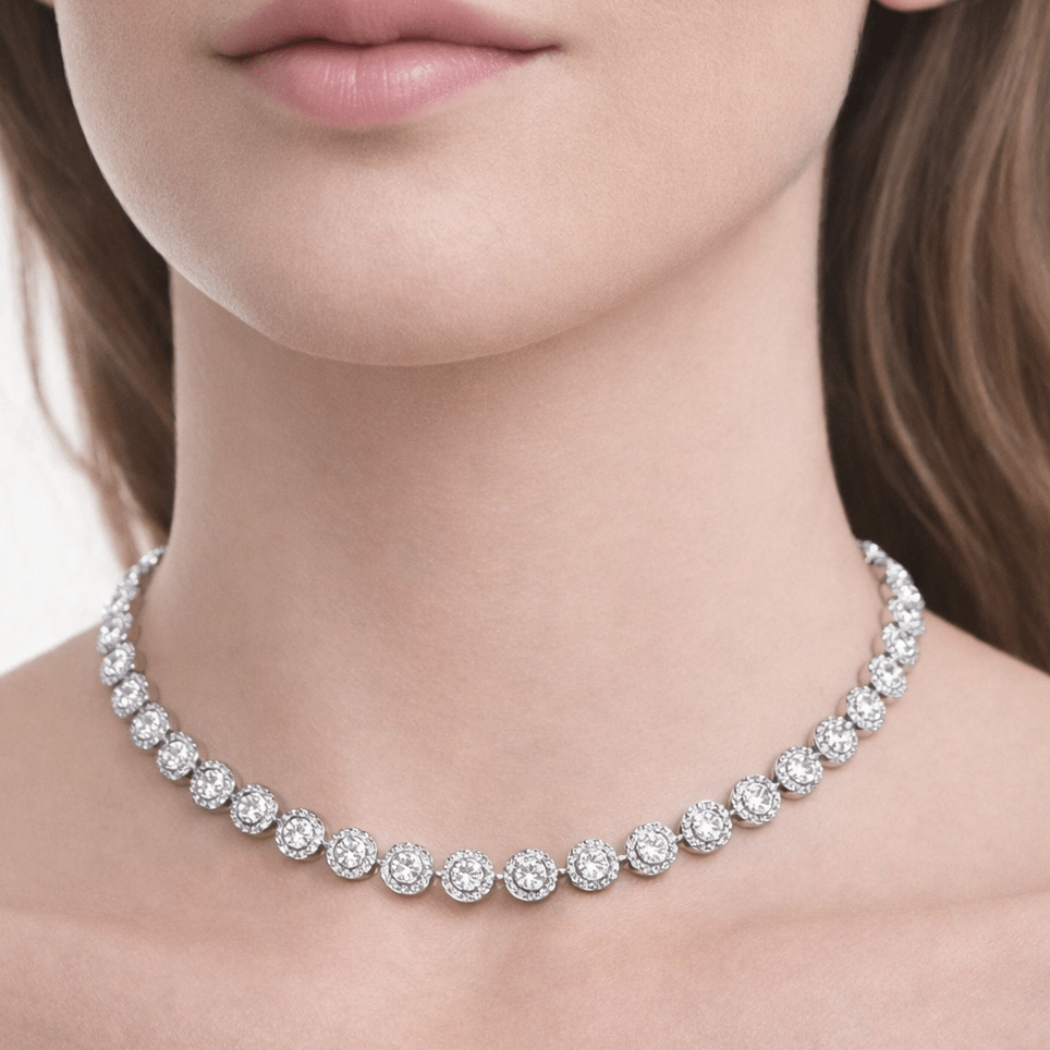 Collana Girocollo Tennis Angelic in Acciaio con Zirconi Luminosi – Regolabile - SIddharta