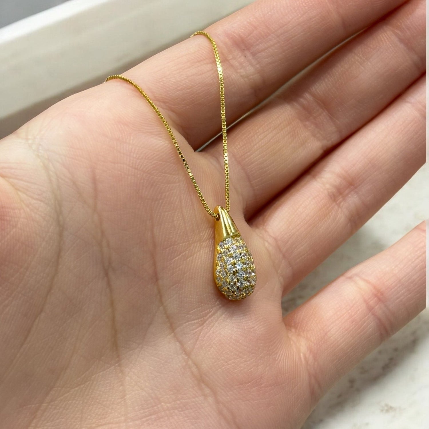 Collana goccia in argento 925 dorato con zirconi - SIddharta