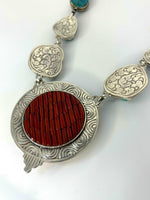 Collana medaglione turchese e corallo - SIddharta