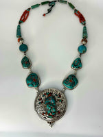 Collana medaglione turchese e corallo - SIddharta
