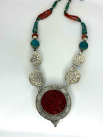 Collana medaglione turchese e corallo - SIddharta
