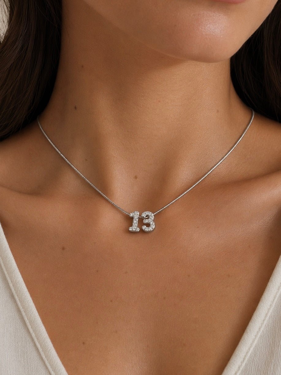 Collana Numero 13 con Zirconi – Acciaio Inossidabile - SIddharta