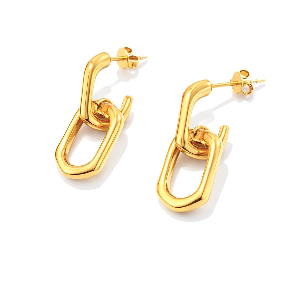Orecchini a Catena in Acciaio Inossidabile Oro o Argento – Design Moderno Minimal - SIddharta