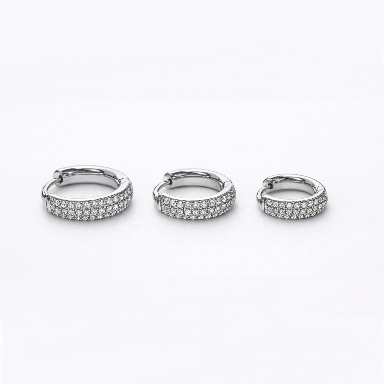 Orecchini a cerchio in acciaio con zirconi – 3 misure (12/14/16 mm) – Unisex - SIddharta