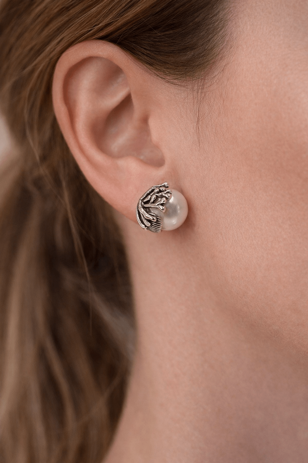 Orecchini a lobo in Argento 925 con Perla – Design Elegante e Raffinato - SIddharta