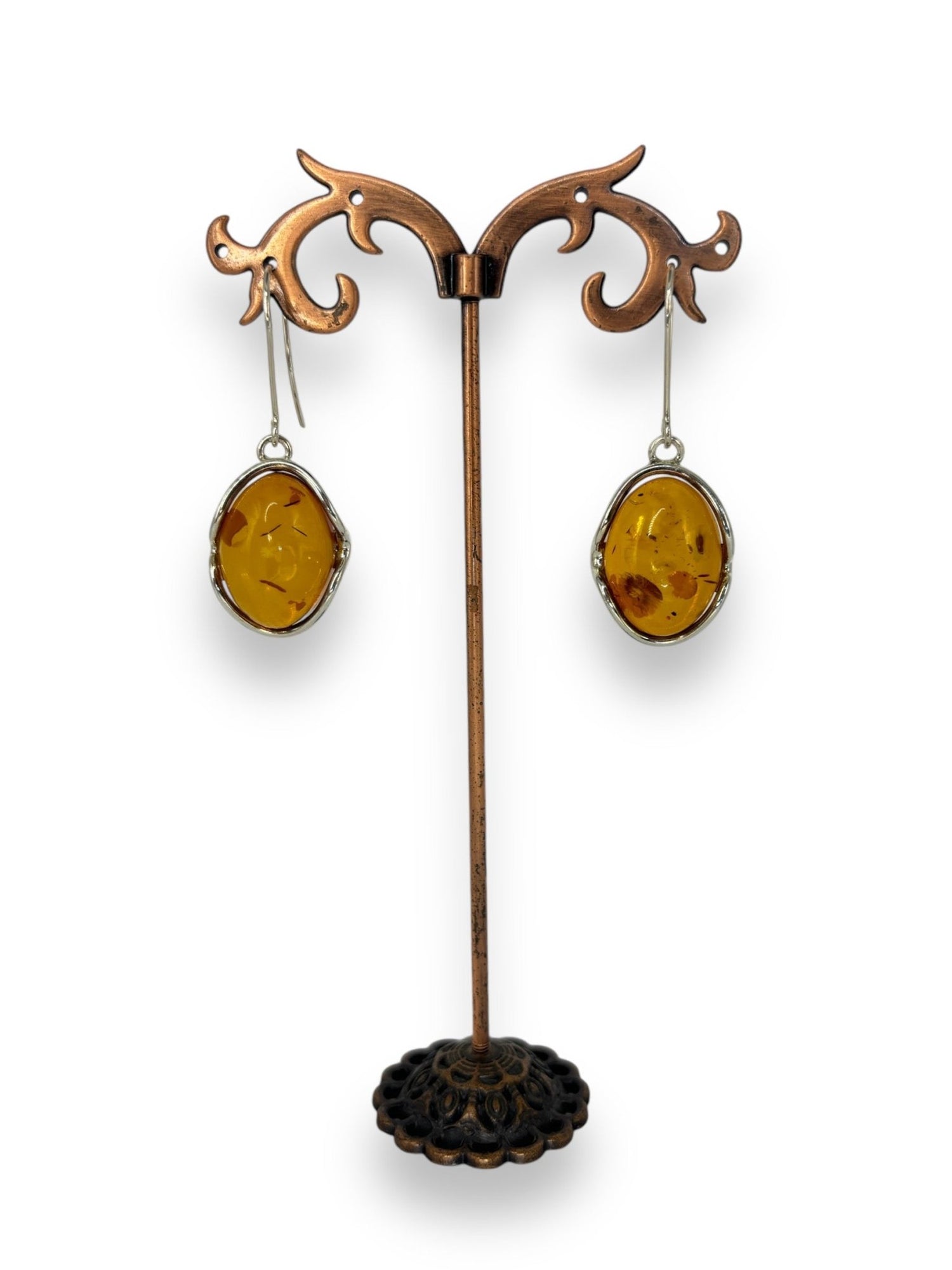 Orecchini Ambra pendenti in argento 925 - SIddharta