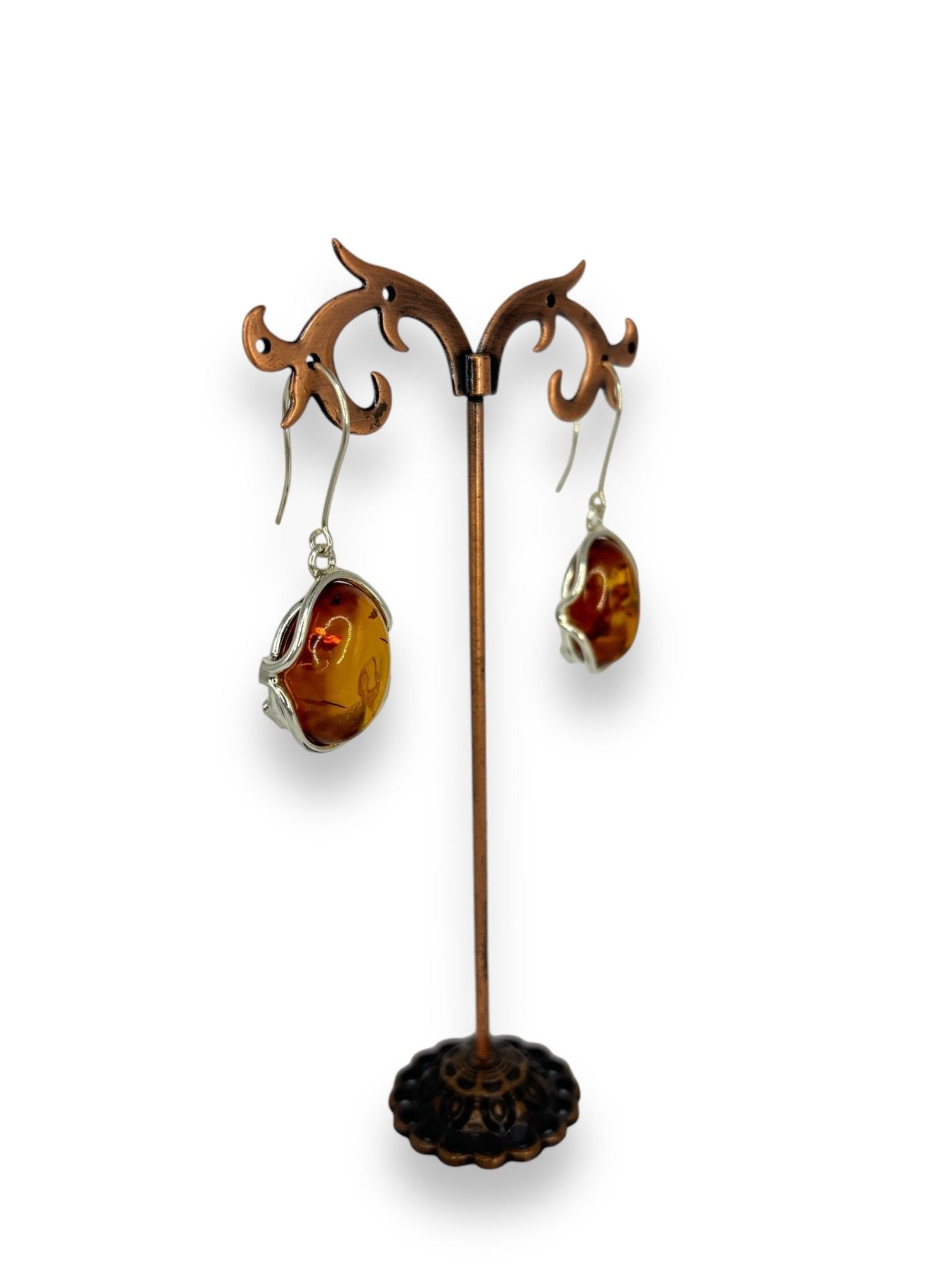 Orecchini Ambra pendenti in argento 925 - SIddharta