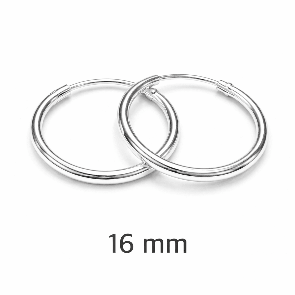 Orecchini Cerchi in Argento 925 Spessore 2 mm – Chiusura a incastro | Vari Diametri - SIddharta