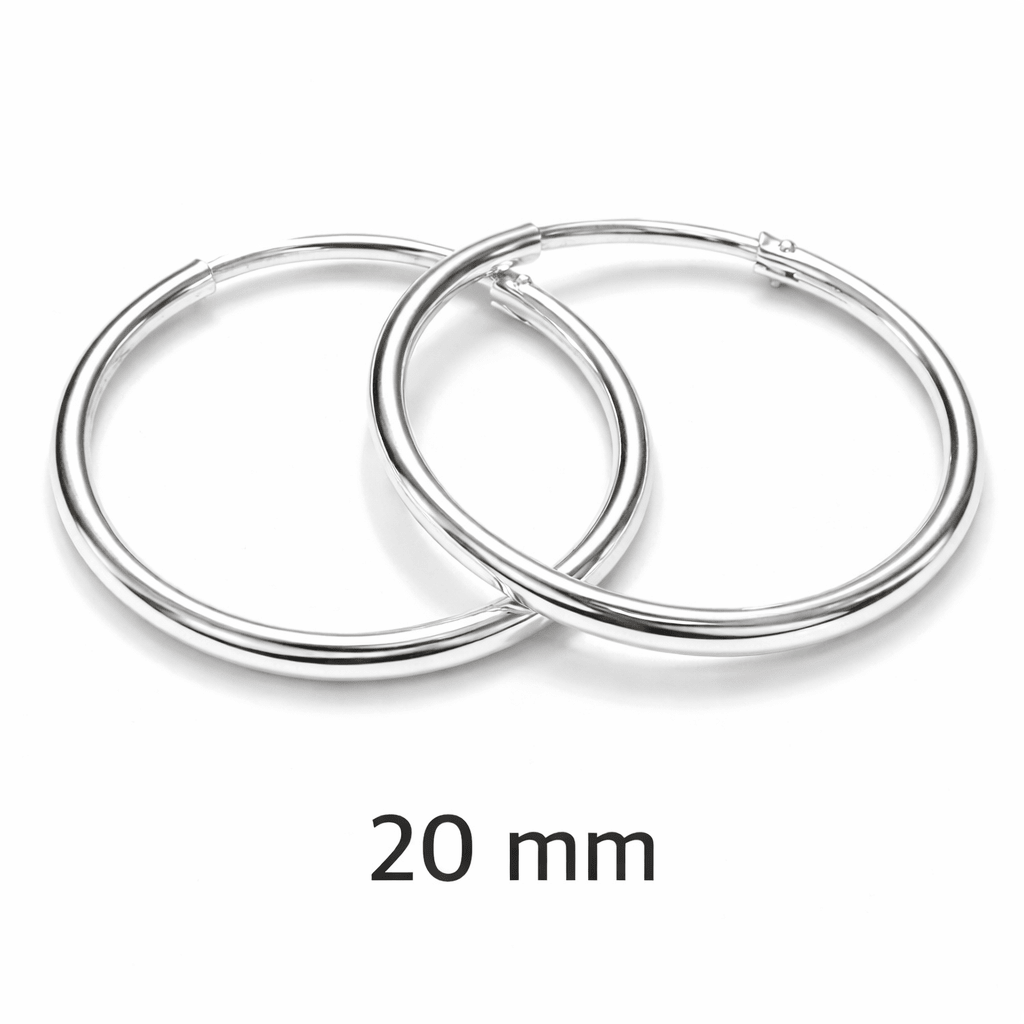 Orecchini Cerchi in Argento 925 Spessore 2 mm – Chiusura a incastro | Vari Diametri - SIddharta