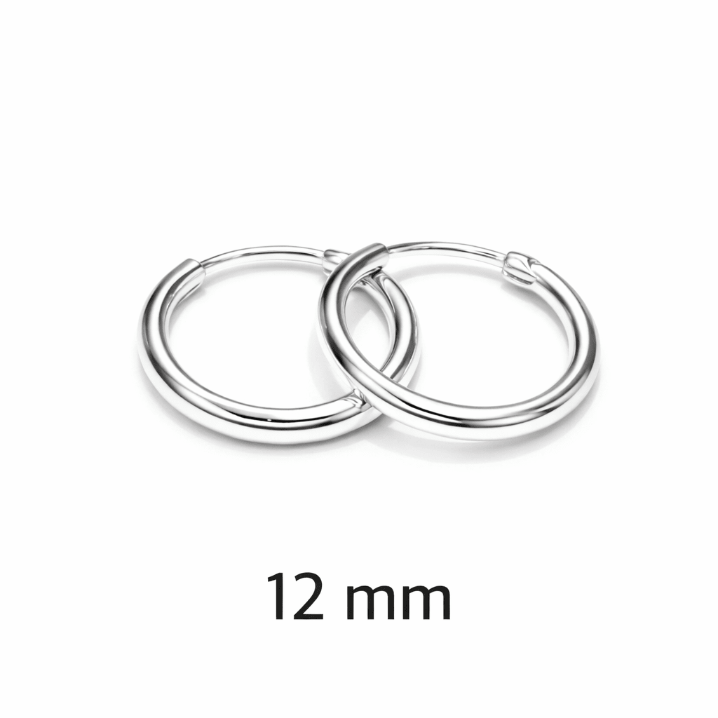 Orecchini Cerchi in Argento 925 Spessore 2 mm – Chiusura a incastro | Vari Diametri - SIddharta