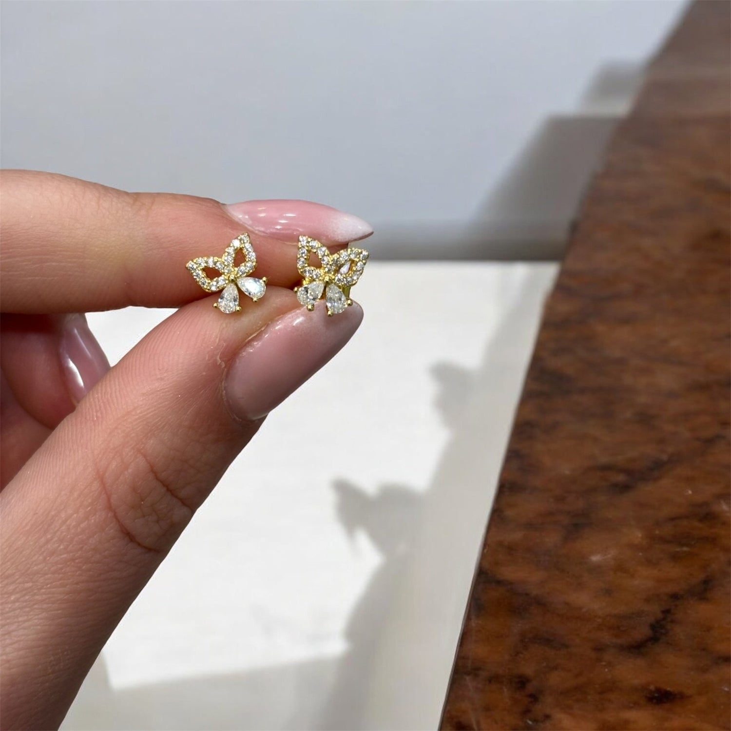 Orecchini farfalla oro in argento 925 con zirconi - SIddharta