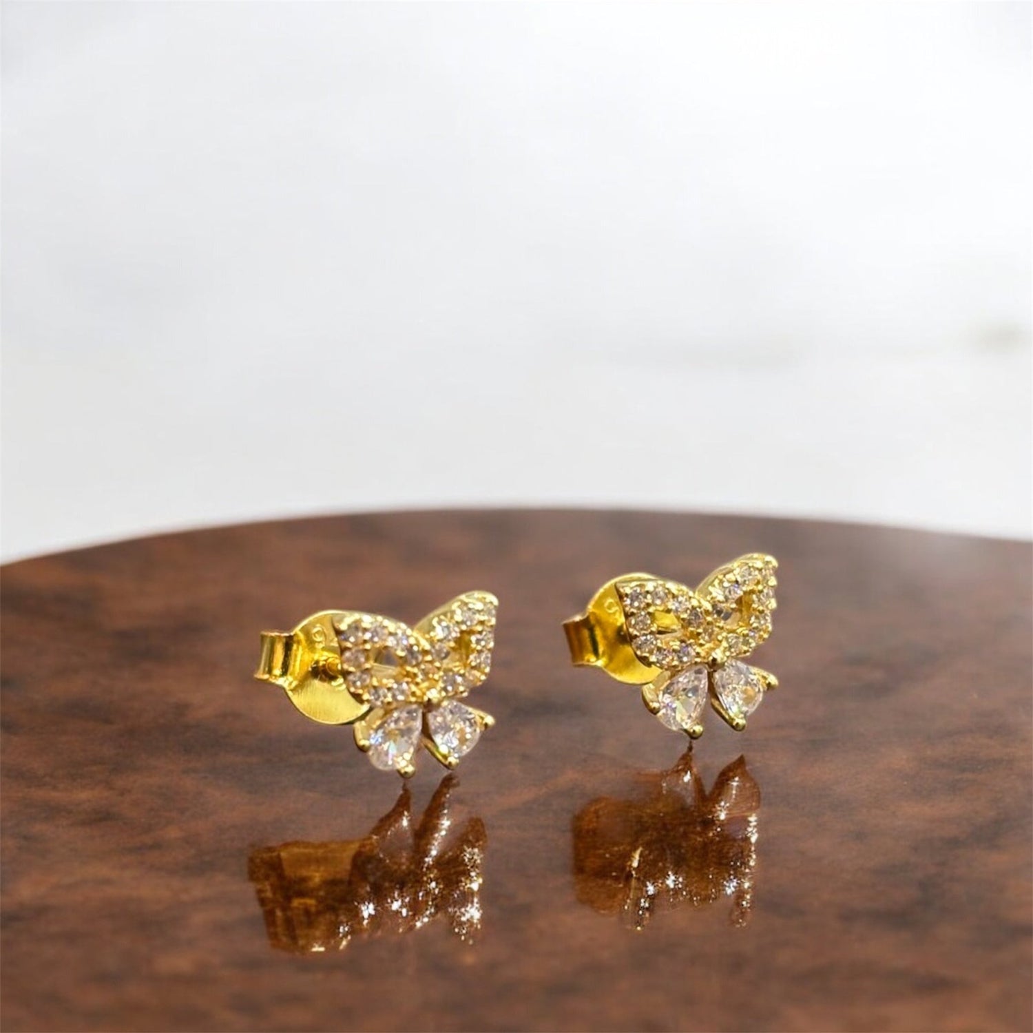 Orecchini farfalla oro in argento 925 con zirconi - SIddharta