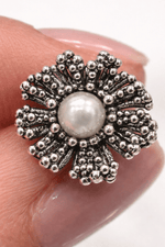 Orecchini Fiore in Argento 925 con Perla – Design Vintage - SIddharta