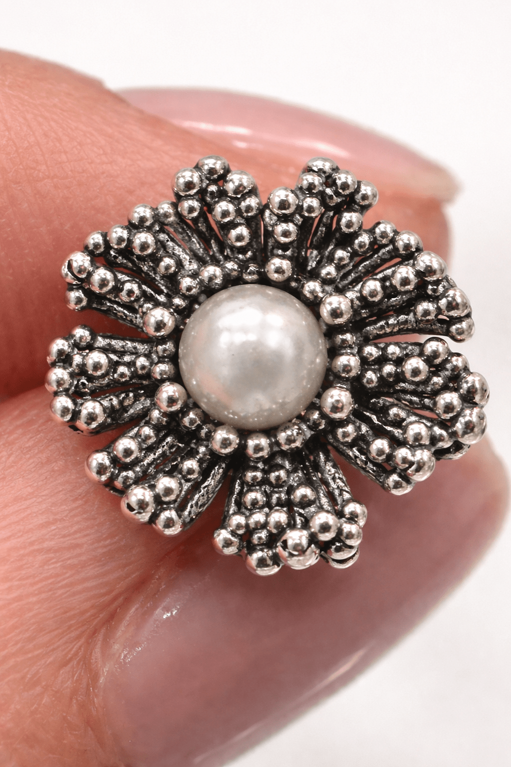 Orecchini Fiore in Argento 925 con Perla – Design Vintage - SIddharta