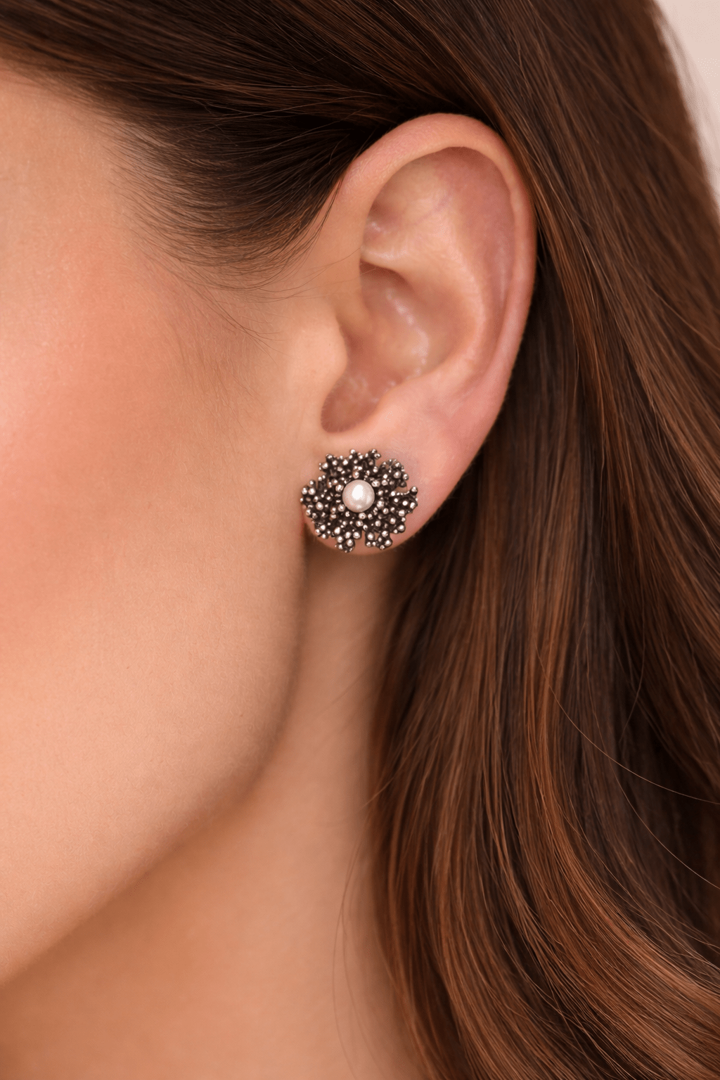 Orecchini Fiore in Argento 925 con Perla – Design Vintage - SIddharta