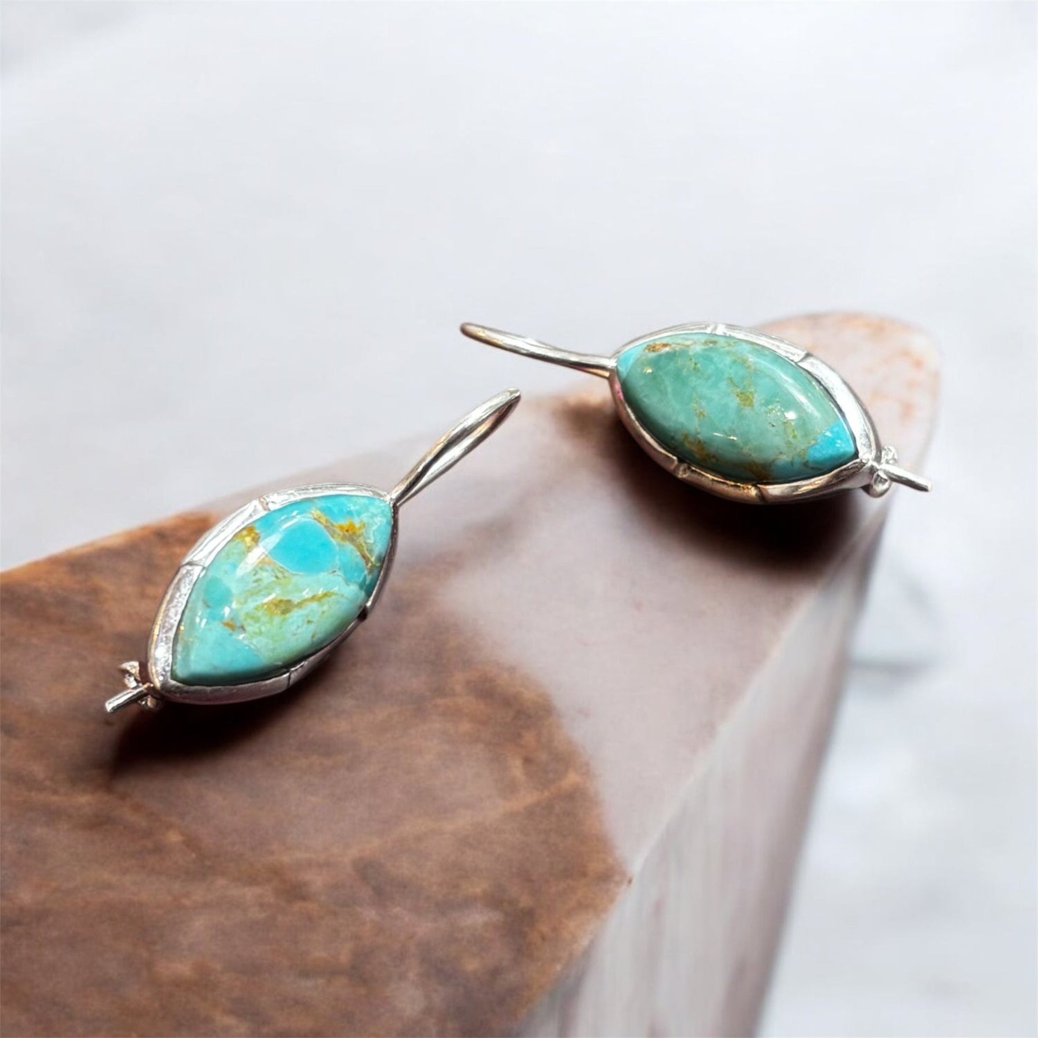 Orecchini goccia con turchese tibetano in argento 925 - SIddharta