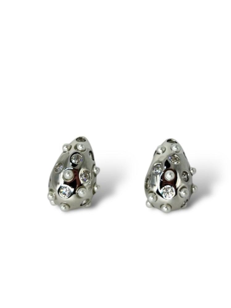 Orecchini goccia con zirconi e perle argento 925 - SIddharta