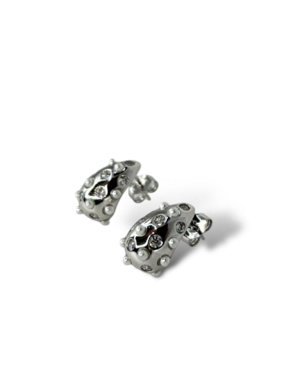 Orecchini goccia con zirconi e perle argento 925 - SIddharta