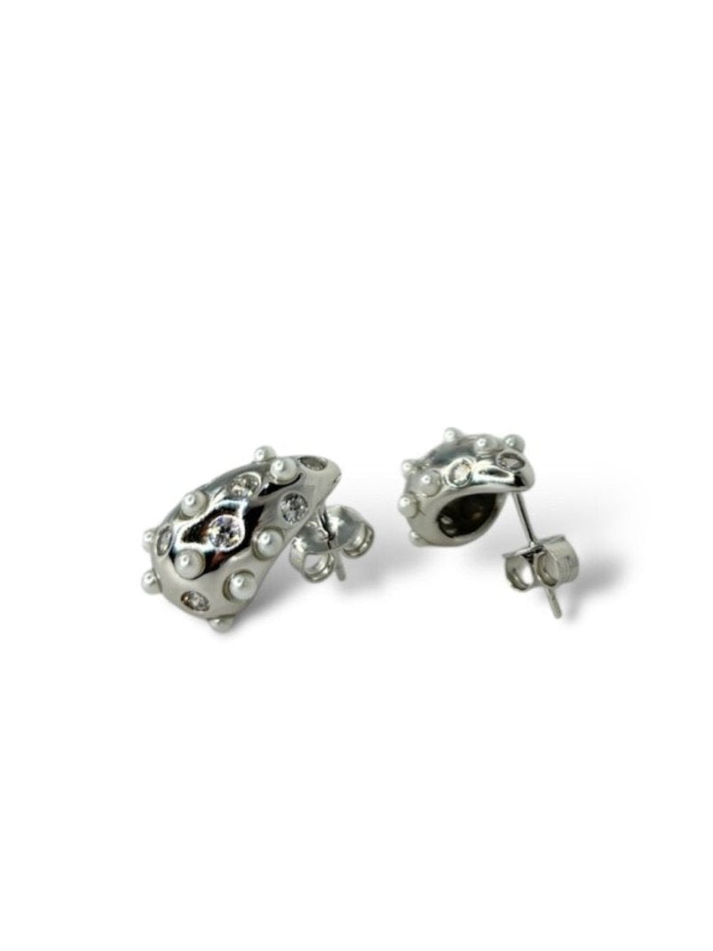 Orecchini goccia con zirconi e perle argento 925 - SIddharta