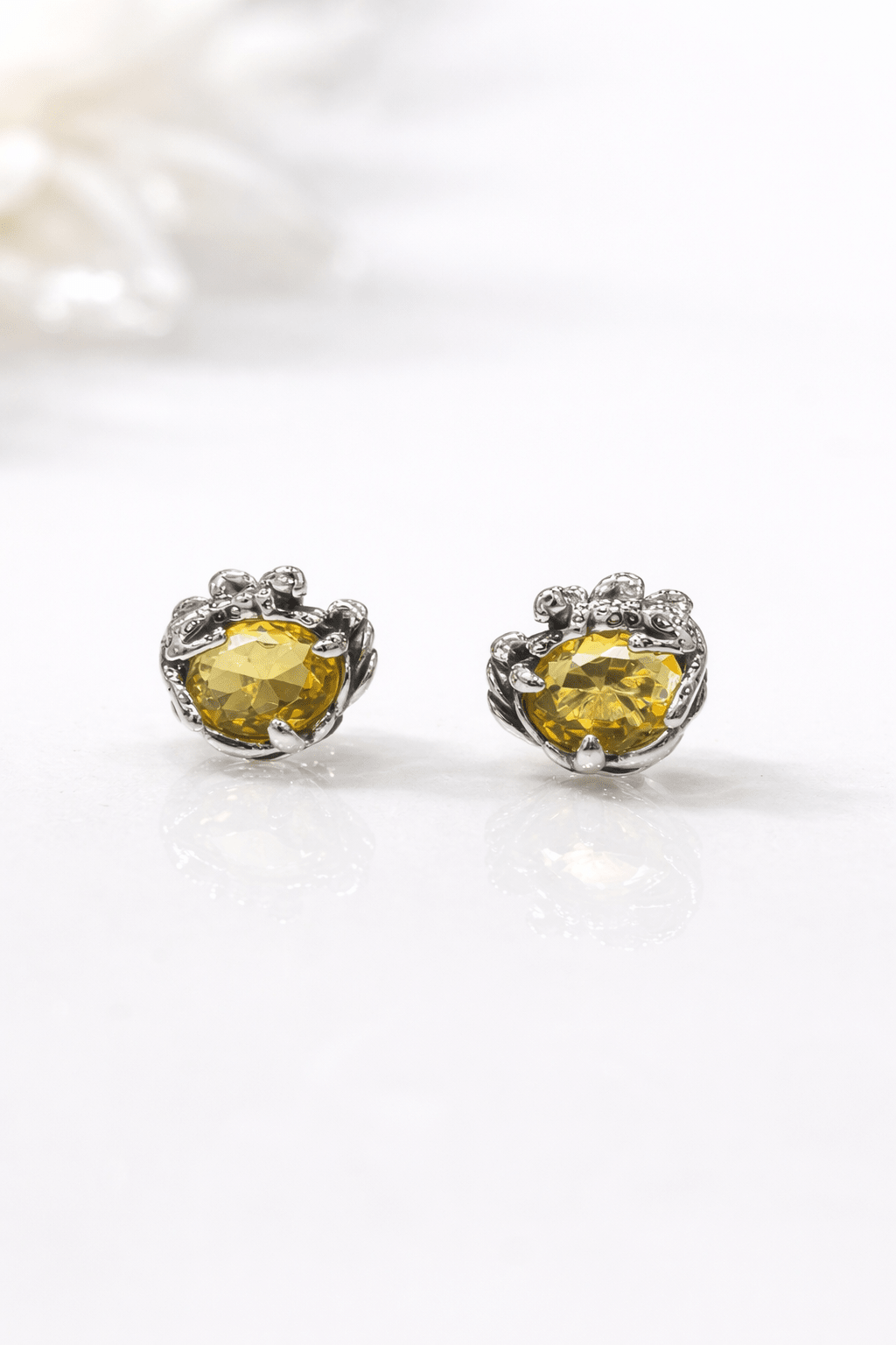 Orecchini in Argento 925 con Pietra Naturale – Topazio Azzurro, Quarzo Citrino o Peridoto - Ghepardo - SIddharta