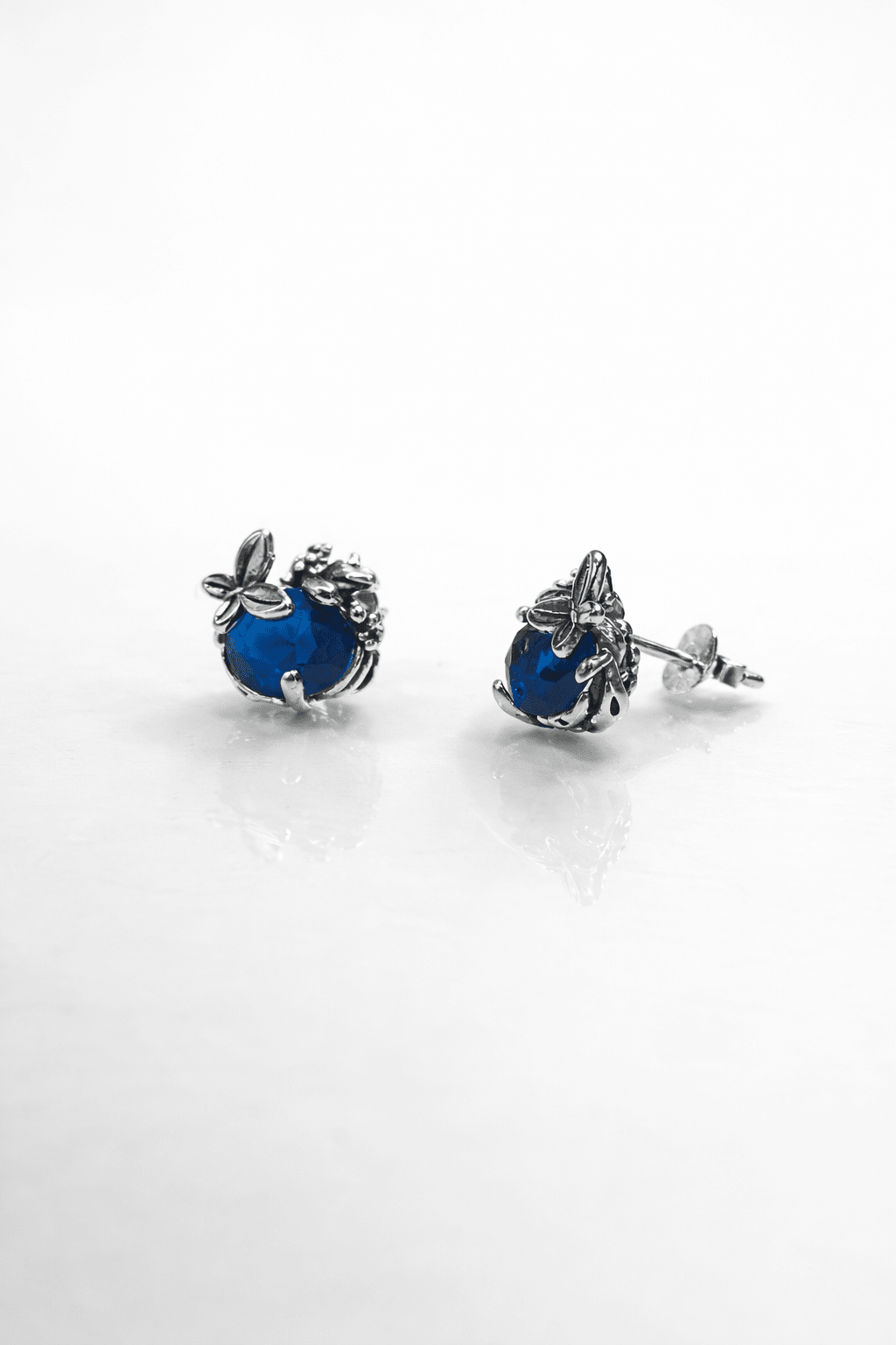 Orecchini in Argento 925 con Topazio Azzurro o Quarzo Citrino – Design Floreale - SIddharta