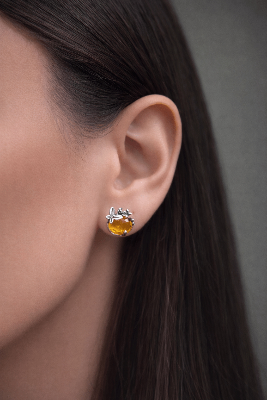 Orecchini in Argento 925 con Topazio Azzurro o Quarzo Citrino – Design Floreale - SIddharta