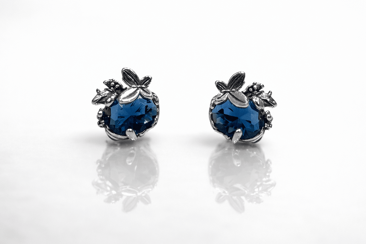 Orecchini in Argento 925 con Topazio Azzurro o Quarzo Citrino – Farfalla - SIddharta