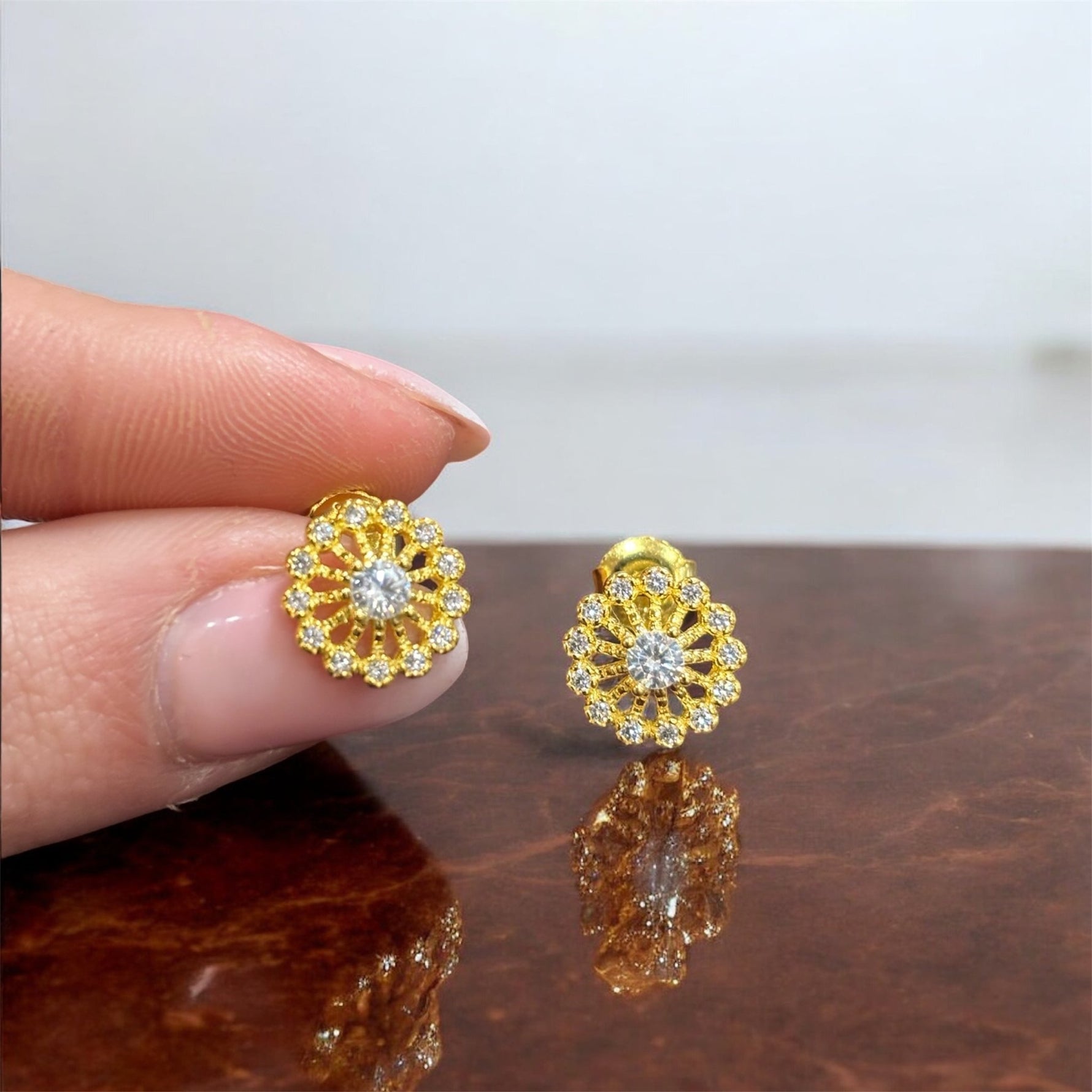 Orecchini lobo oro in argento 925 con zirconi - SIddharta