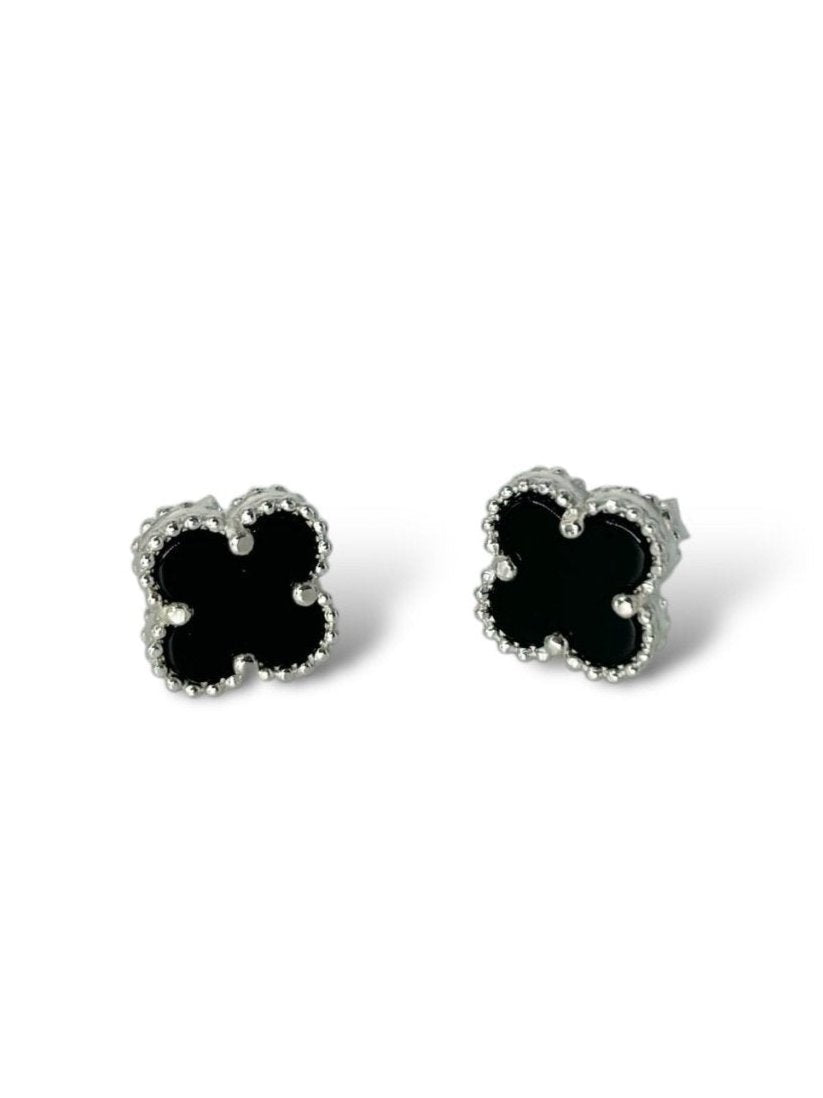 Orecchini lobo simil van cleef nero argento 925 - SIddharta