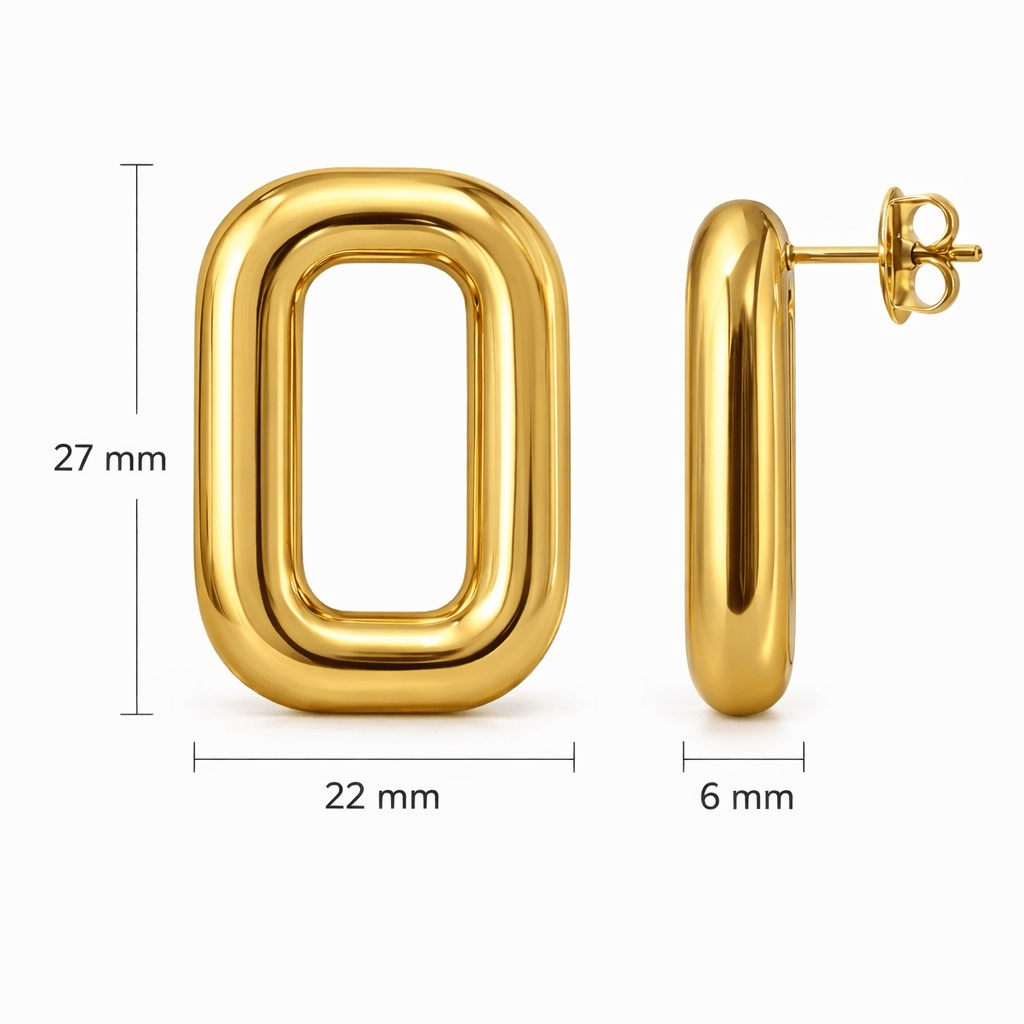 Orecchini Ovali Vuoti in Acciaio Inox 316L – Design Moderno (Oro / Argento) - SIddharta
