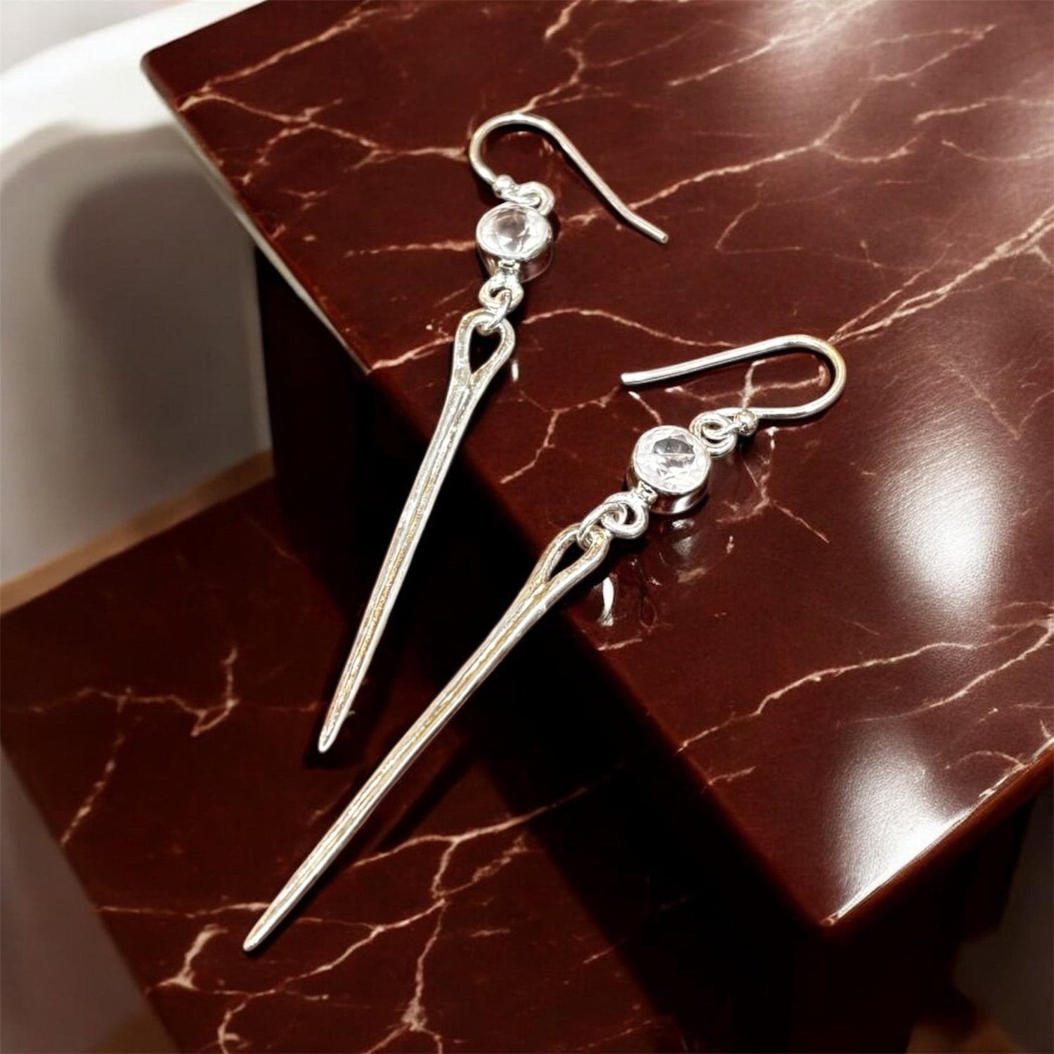 Orecchini pendenti lunghi in argento 925 con pietre dure - SIddharta