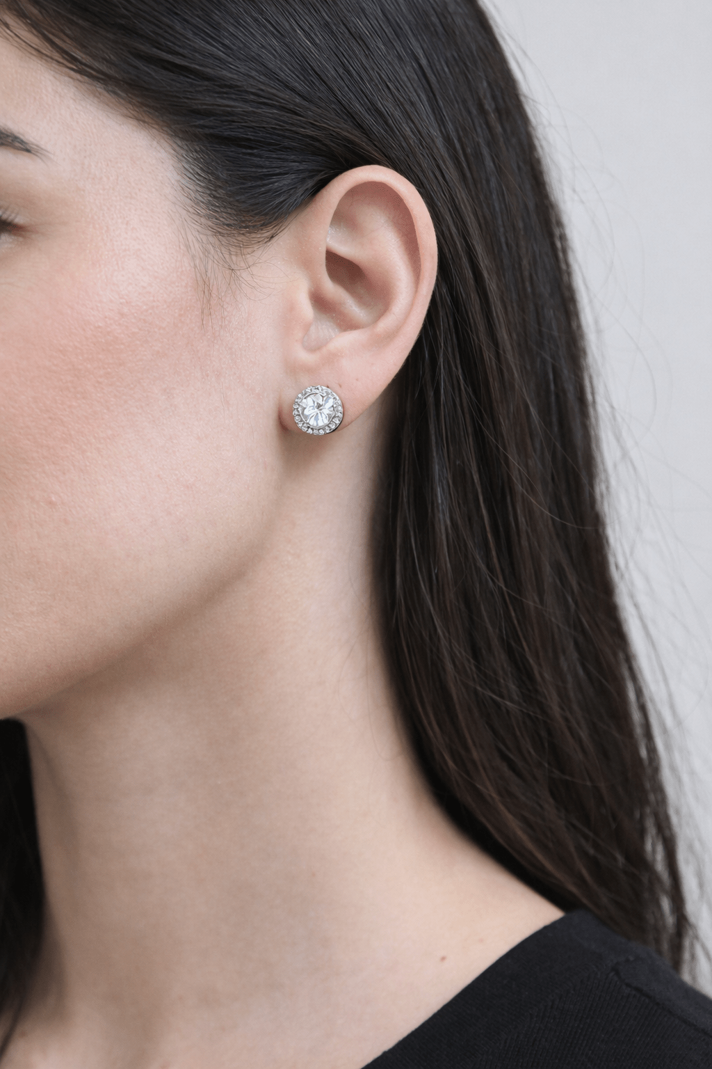 Orecchini Punto Luce Halo in Acciaio Inox con Zirconi - SIddharta