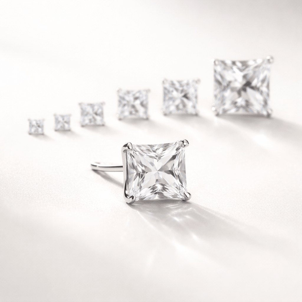 Orecchini Punto Luce Quadrati in Argento 925 – Zircone Brillante (3–10 mm) - SIddharta