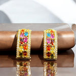 Orecchini semicerchio oro con zirconi colorati in argento 925 - SIddharta