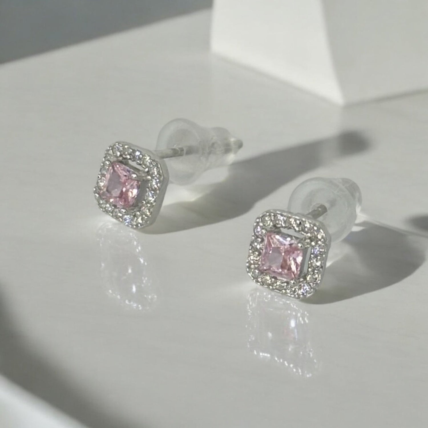 Orecchini son zircone rosa argento 925 - SIddharta