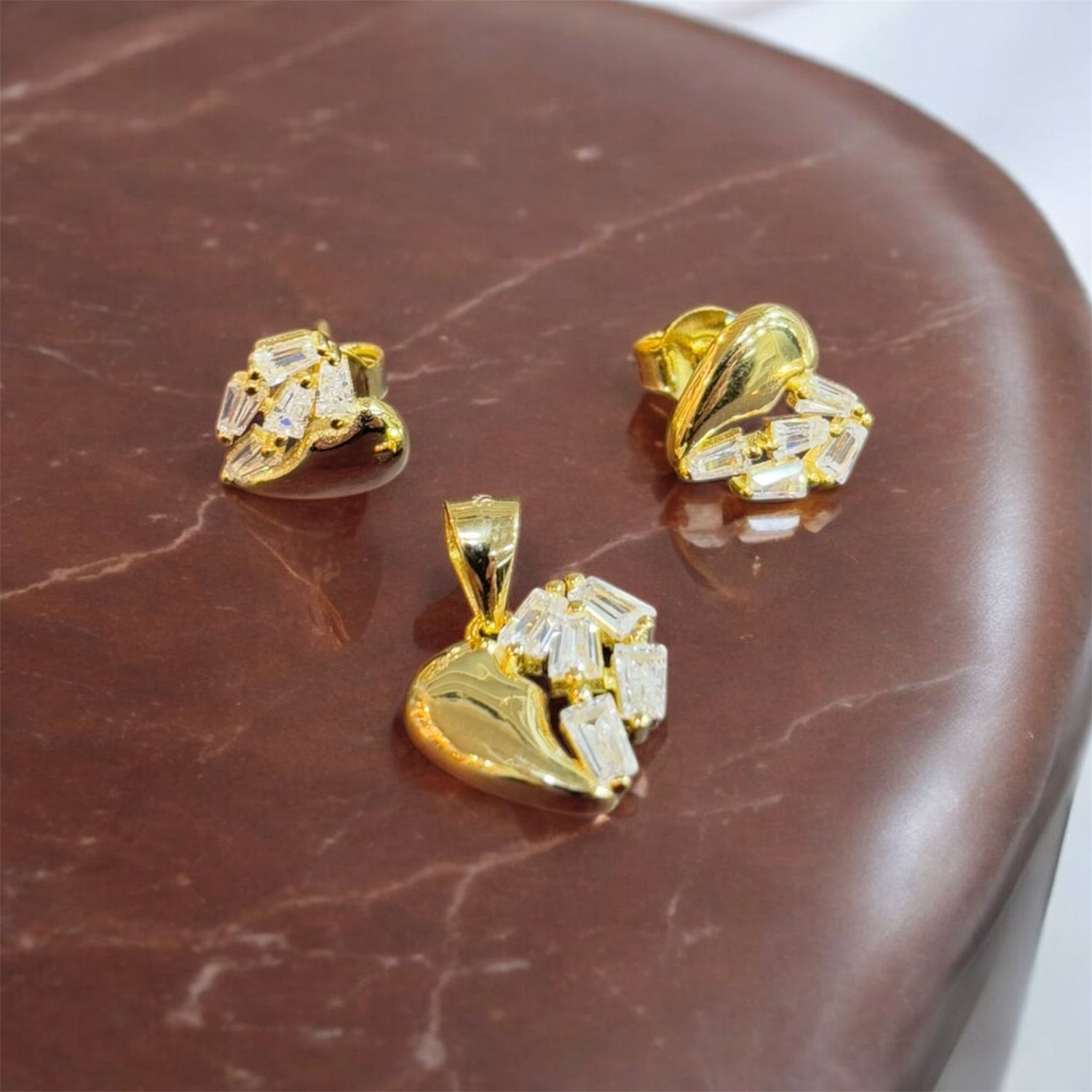 Set Amore orecchini e ciondolo oro in argento 925 con zirconi - SIddharta